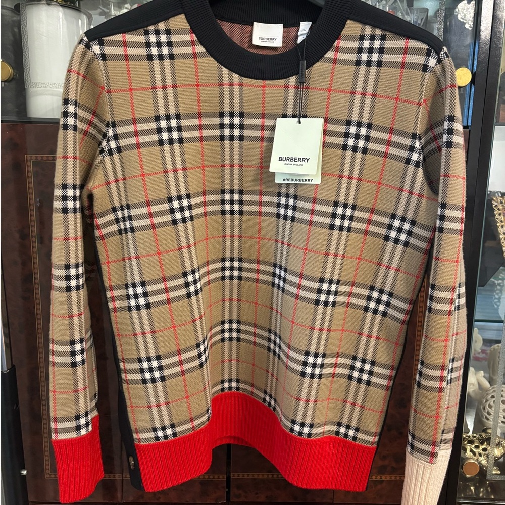 Burberry Nova Check Jacquard Sweater Authentic New Size L Unisex